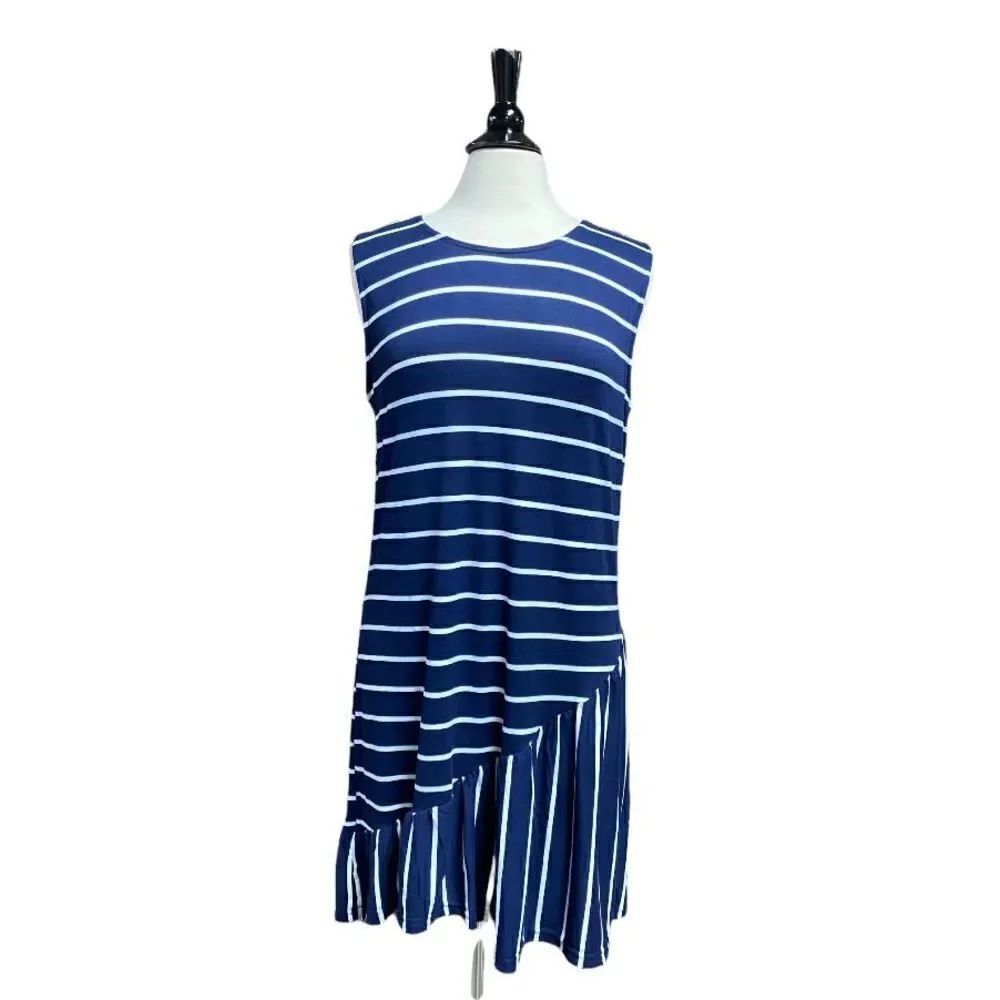 Exist Navy & White Stripe Sleeveless Dress Size Medium NWT